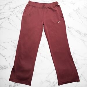 Nike Women’s Burgundy Wide Leg Track Pants Ankle Zip Size LG